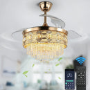 GobekUsa Gold Smart Ceiling Fan Chandelier with LED Lights, 6 Speeds, 3 Heads