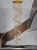 GobekUsa Crystal Stainless Steel Staircase LED Chandelier for Modern Luxury Interiors