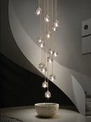 GobekUsa Crystal Stainless Steel Staircase LED Chandelier for Modern Luxury Interiors