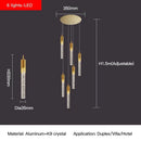 GobekUsa Crystal Staircase Chandelier: Modern Loft Hanging Lamps with Gold Finish
