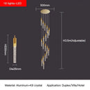 GobekUsa Crystal Staircase Chandelier: Modern Loft Hanging Lamps with Gold Finish