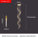 GobekUsa Crystal Staircase Chandelier: Modern Loft Hanging Lamps with Gold Finish