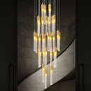 GobekUsa Crystal Staircase Chandelier: Modern Loft Hanging Lamps with Gold Finish