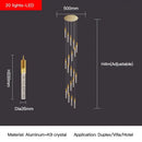 GobekUsa Crystal Staircase Chandelier: Modern Loft Hanging Lamps with Gold Finish