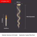 GobekUsa Crystal Staircase Chandelier: Modern Loft Hanging Lamps with Gold Finish