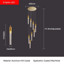 GobekUsa Crystal Staircase Chandelier: Modern Loft Hanging Lamps with Gold Finish