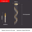 GobekUsa Crystal Staircase Chandelier: Modern Loft Hanging Lamps with Gold Finish