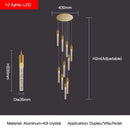 GobekUsa Crystal Staircase Chandelier: Modern Loft Hanging Lamps with Gold Finish