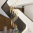 GobekUsa Crystal Staircase Chandelier: Modern Loft Hanging Lamps with Gold Finish