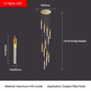 GobekUsa Crystal Staircase Chandelier: Modern Loft Hanging Lamps with Gold Finish