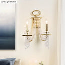 GobekUsa Modern Gold Crystal Strand Wall Mounted Candle Wall Lamp - 2-Light Design, Bedroom Lighting