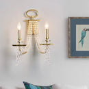 GobekUsa Modern Gold Crystal Strand Wall Mounted Candle Wall Lamp - 2-Light Design, Bedroom Lighting