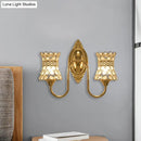 GobekUsa Gold Modern Metal Wall Sconce with Crystal Swirl Design and Dual Lighting