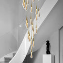 GobekUsa Crystal Tear Drop Chandelier for Staircase, LED Pendant Light in Gold - Indoor Decor