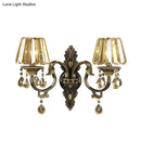 GobekUsa Modern Amber Crystal Teardrop Sconce Light Wall Mounted Lighting - Set of 2 Bulbs for Living Room