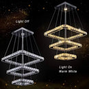 GobekUsa Crystal Triangle Chandelier: Modern K9 Pendant Light for Living & Dining Room