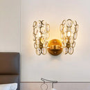 GobekUsa Modern 2-Bulb Crystal Wall Lamp with Gold Finish for Bedside