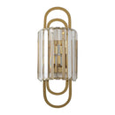 GobekUsa Contemporary Gold Wall Sconce with Tri-Sided Glass Rods - 2 Light Cylinder Fixture for Bedroom