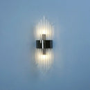 Modern gold crystal wall lamp for bedroom with vertical glass tubes by Decorbites