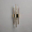 Modern gold crystal wall lamp for bedroom with vertical glass tubes by Decorbites