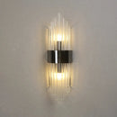Modern gold crystal wall lamp for bedroom with vertical glass tubes by Decorbites