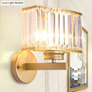 GobekUsa Modern Clear Crystal Wall Lamp with Gold Finish - Perfect for Hallway Lighting