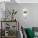 GobekUsa Modern Gold Crystal 2-Light Layered Wall Lamp - Stylish Sconce for Living Room