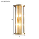 GobekUsa Metal Sconce Lighting: Modern Stylish 2-Light Cylinder Wall Fixture in Gold with Crystal Pipe