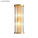 GobekUsa Metal Sconce Lighting: Modern Stylish 2-Light Cylinder Wall Fixture in Gold with Crystal Pipe