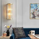 GobekUsa Metal Sconce Lighting: Modern Stylish 2-Light Cylinder Wall Fixture in Gold with Crystal Pipe