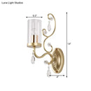 GobekUsa Modern Crystal Brass Sconce Wall Light with Clear Glass Cylinder Shade