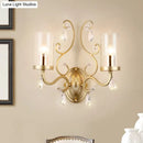 GobekUsa Modern Crystal Brass Sconce Wall Light with Clear Glass Cylinder Shade