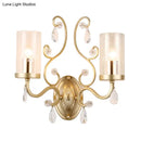GobekUsa Modern Crystal Brass Sconce Wall Light with Clear Glass Cylinder Shade