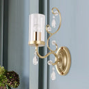 GobekUsa Modern Crystal Brass Sconce Wall Light with Clear Glass Cylinder Shade