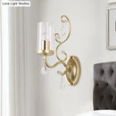 GobekUsa Modern Crystal Brass Sconce Wall Light with Clear Glass Cylinder Shade