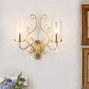 GobekUsa Modern Crystal Brass Sconce Wall Light with Clear Glass Cylinder Shade