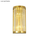 GobekUsa Modern Gold Wall Light Fixture with Clear Crystal Shade, Half Cylinder Design, 2 Lights