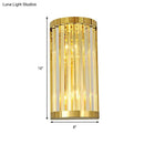 GobekUsa Modern Gold Wall Light Fixture with Clear Crystal Shade, Half Cylinder Design, 2 Lights