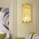 GobekUsa Modern Gold Wall Light Fixture with Clear Crystal Shade, Half Cylinder Design, 2 Lights