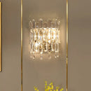 GobekUsa Clear Crystal Wall Sconce with 2 Semi-Drum Heads - Modern Living Room Lighting Fixture