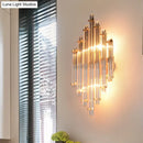 GobekUsa Modern Gold Crystal Wall Mounted Lamp - Prismatic, 2-Light Sconce for Living Room