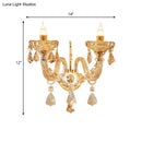 GobekUsa Modern Gold Crystal Wall Sconce with Faceted Heads - Elegant Bedroom Flower Lamp