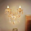 GobekUsa Modern Gold Crystal Wall Sconce with Faceted Heads - Elegant Bedroom Flower Lamp