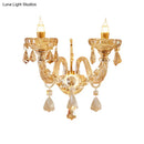 GobekUsa Modern Gold Crystal Wall Sconce with Faceted Heads - Elegant Bedroom Flower Lamp