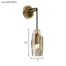 GobekUsa Modern 1-Light Gold Crystal Wall Sconce with Pendant Cord - Hand-Cut Lamp Fixture