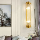 GobekUsa Crystal Wall Sconce: Modern Living Room Bedside Light Fixture Glass Gold Luminaire