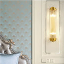 GobekUsa Crystal Wall Sconce: Modern Living Room Bedside Light Fixture Glass Gold Luminaire