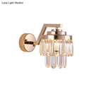 GobekUsa Modern Tri-Sided Crystal Rod Gold Wall Sconce with Single Bulb - Elegant Wall Mount Lighting Fixture