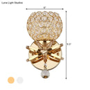 GobekUsa Globe Cutout Metal Shade Crystal Wall Sconce in Gold with Dropped Crystal Ball Accent