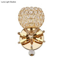 GobekUsa Globe Cutout Metal Shade Crystal Wall Sconce in Gold with Dropped Crystal Ball Accent